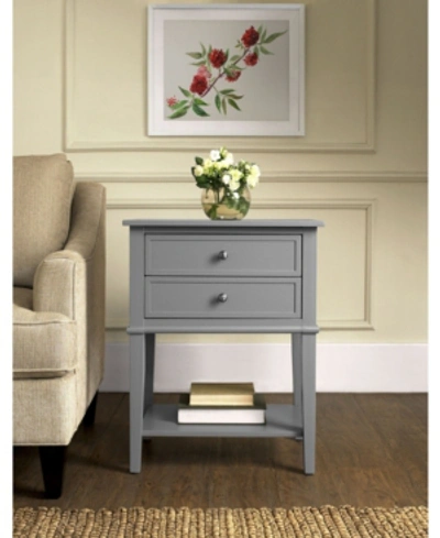 Ameriwood Home Cottage Hill Accent Table With 2 Drawers In Grey