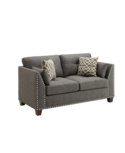 Acme Furniture Laurissa Loveseat With 4 Pillows In Charcoal