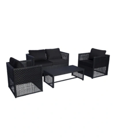 Westin Furniture 4-piece Woven Rattan Wicker Sofa Set With Cushion In Black