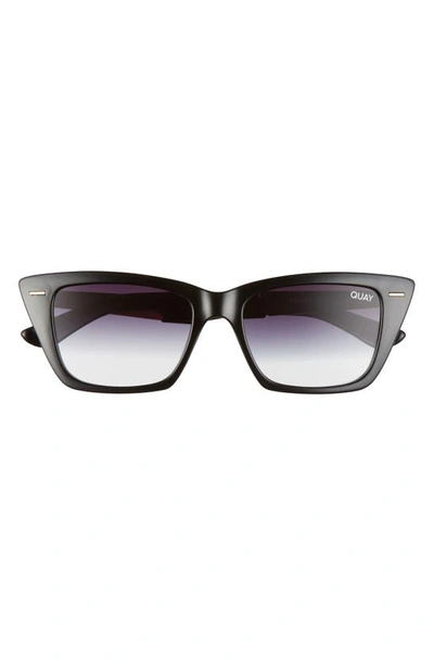 Quay Prove It 52mm Cat Eye Sunglasses In Black/ Black Fade