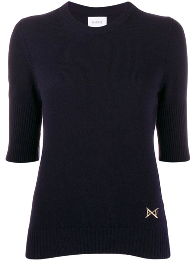 Barrie Short-sleeved Cashmere Top In Blue