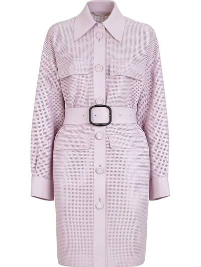 Fendi Perforated Belted Coat In Pink