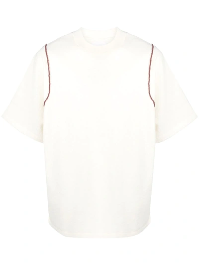 Jil Sander Bead-embellished Knitted T-shirt In Neutrals