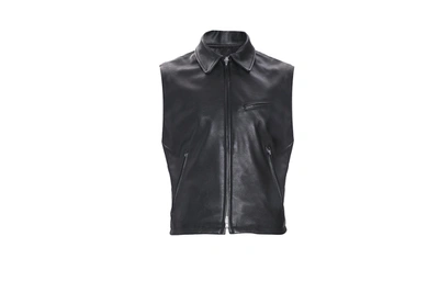 Pre-owned Fear Of God  Leather Biker Vest Black