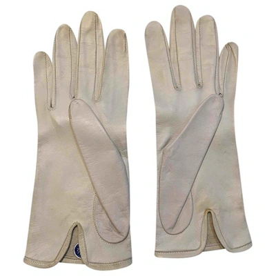 Pre-owned Loewe Leather Gloves In Beige