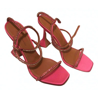 Pre-owned Amina Muaddi Gilda Pink Cloth Sandals