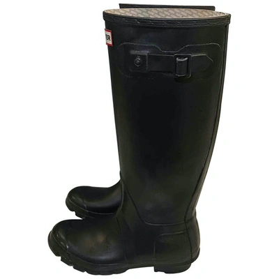 Pre-owned Hunter Wellington Boots In Anthracite