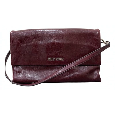 Pre-owned Miu Miu Leather Crossbody Bag In Burgundy