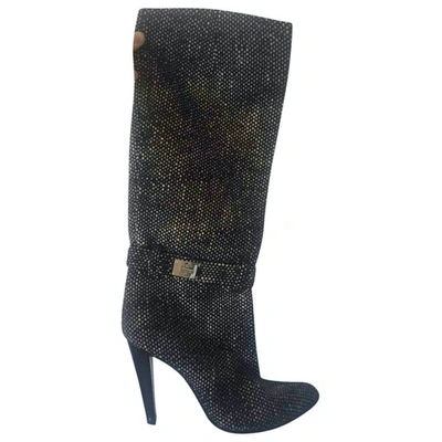 Pre-owned Givenchy Tweed Boots In Black