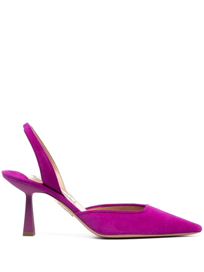 Aquazzura 75mm Maia Suede Sling Back Pumps In Exotic Orchid