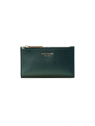 Kate Spade Small Sylvia Leather Bi-fold Wallet In Green