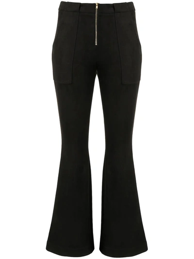 Cynthia Rowley Nadia Ankle-crop Flared Trousers In Black