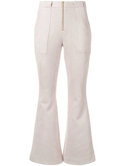 Cynthia Rowley Nadia Ankle-crop Flared Trousers In Neutrals