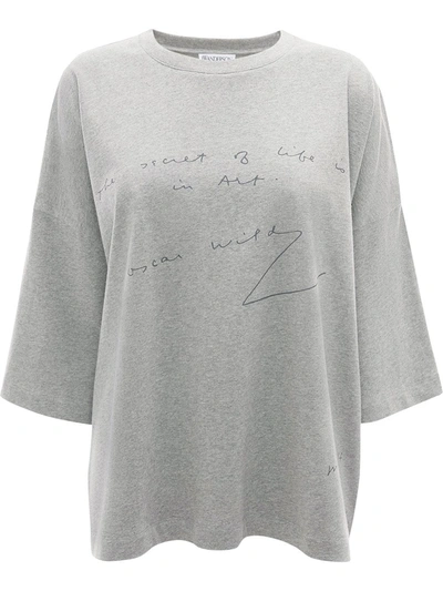 Jw Anderson Oscar Wilde Capsule: Oversized T-shirt In Grey