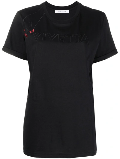 Vivetta Embroidered-logo T-shirt In Black
