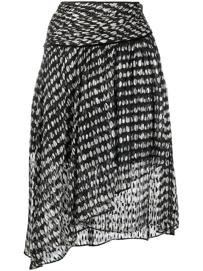 Pinko Polka Dot Asymmetric Skirt In Black