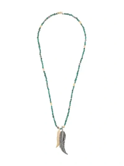 M. Cohen Bead Chain Feather-pendant Necklace In Blue