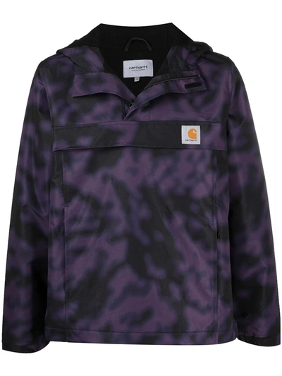 Carhartt Camouflage-print Half-zip Hooded Jacket In Purple