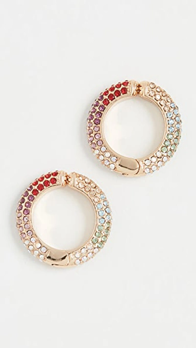 Demarson Lili Pav 12k Goldplated & Rainbow Swarovski Crystal Convertible Ear Cuffs
