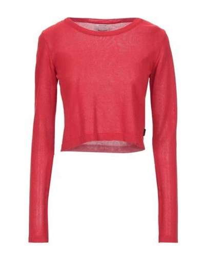 Woolrich Long Sleeve Crew Neck Sweater In Marine Scarlet