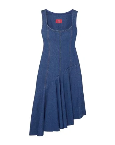 Solace London Midi Dresses In Blue