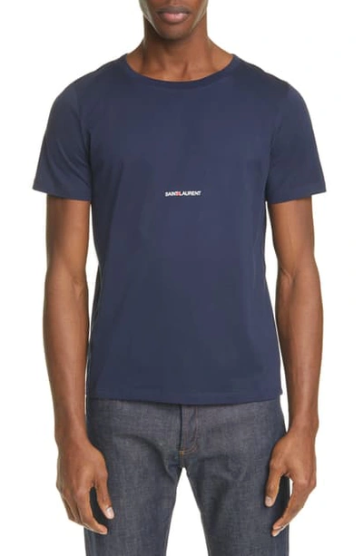 Saint Laurent Gauche Logo T-shirt In Navy