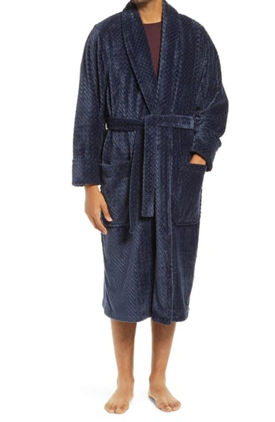 Nordstrom Plush Jacquard Robe In Navy Blazer Jacquard Plaid