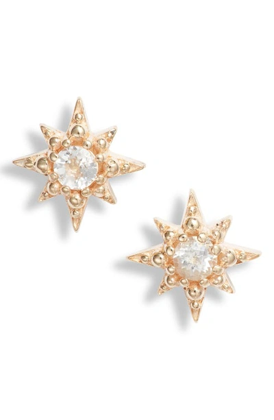 Anzie White Topaz Star Stud Earrings In Gold