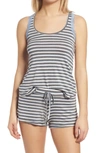 Honeydew Intimates All American Shortie Pajamas In Charcoal Multistripe