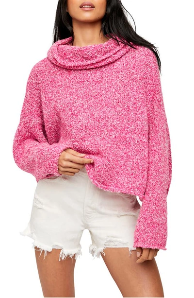 Free People Bff Cowl Neck Sweater In Prickly Pear Pink
