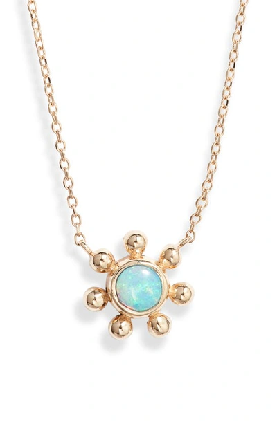 Anzie Marine Opal Pendant Necklace In Gold
