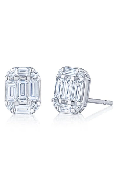 Kwiat Kwait Baguette Sunburst Diamond Stud Earrings In White Gold/ Diamond