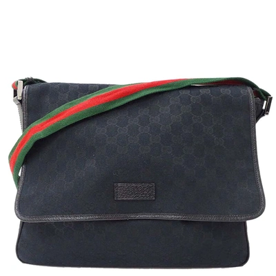 Pre-owned Gucci Black Canvas Gg Messenger Bags