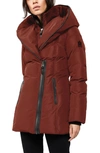 Mackage Adali Hooded Water Repellent Down Jacket In Brick