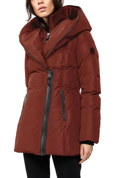 Mackage Adali Hooded Water Repellent Down Jacket In Brick