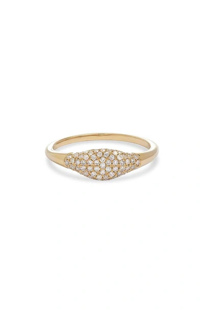 Stone And Strand Diamond Line Signet Ring In Gold