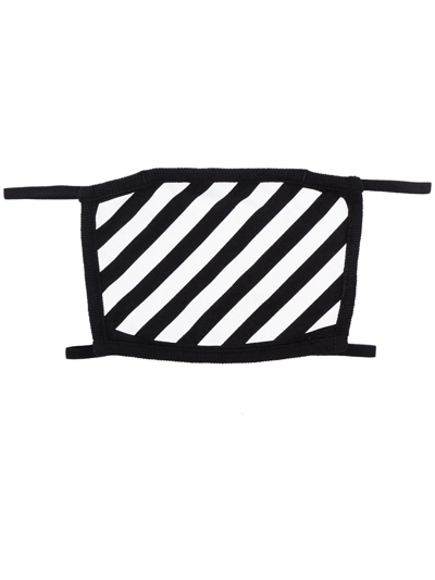 Off-white Striped Cotton Face Covering In Black/white