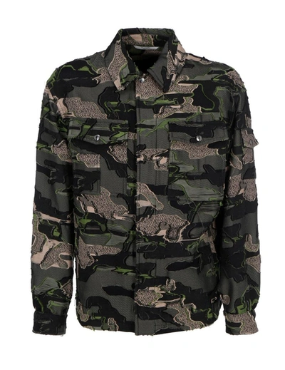 Valentino Camouflage Fil Coupé Blouson Jacket In Multi