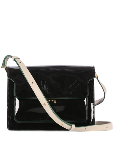 Marni Trunk Large Patent-leather Cross-body Bag In Black,green,white