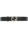 Gucci Signature Leather Belt In Black