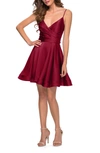 La Femme Fit & Flare Minidress In Wine