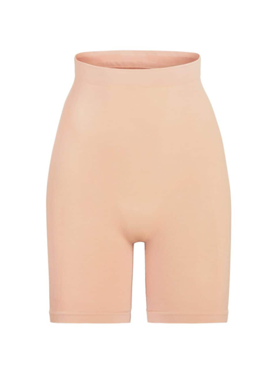 Skims Seamless Sculpt Sculpting Mid Thigh Shorts In Ochre