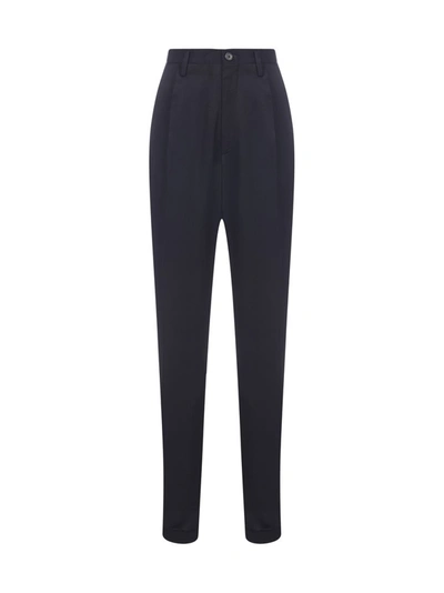 Maison Margiela High Rise Tailored Trousers In Navy