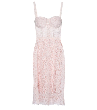 Dolce & Gabbana Floral Lace Bustier Dress In Pink