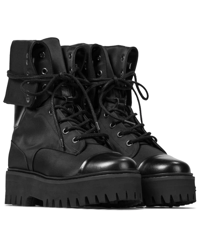 Dorothee Schumacher Down To Earth Satin Combat Boots In Black