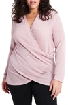 1.state Sparkle Knit Cross Front Top In Luminous Blush