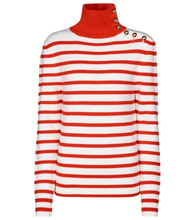 Paco Rabanne Women's Button-detailed Striped Wool Turtleneck Sweater
