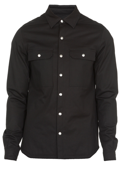 Rick Owens Long-sleeved Shirt Jacket In Black
