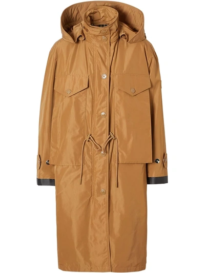 Burberry Detachable Hood Taffeta Parka In Camel