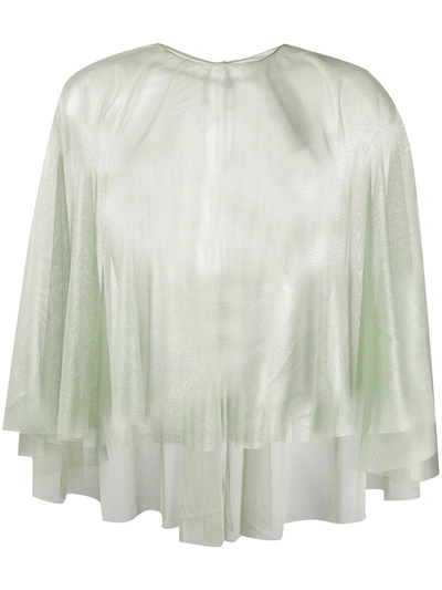 Maria Lucia Hohan Metalized Sheer Cape Top In Green